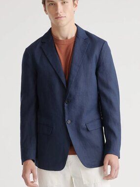 NWT QUINCE 100% European Linen Deep Navy Blue Blazer XXL